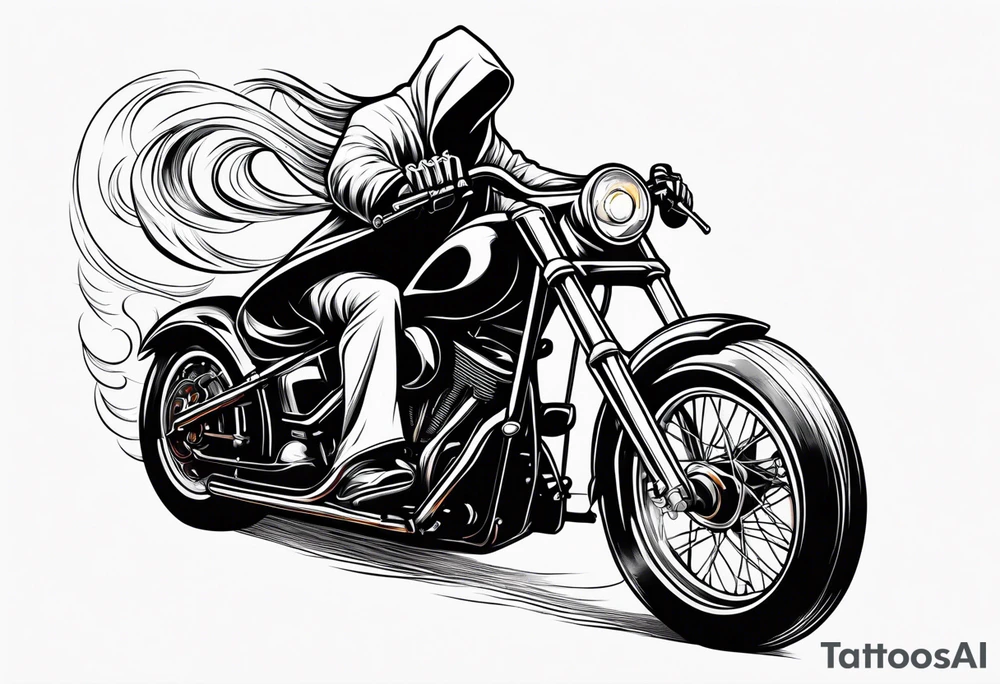 Grim Reaper on motorcycle, on fire tattoo idea
