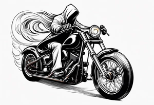 Grim Reaper on motorcycle, on fire tattoo idea