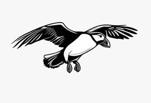 a black flying puffin 
 -  forarm Tattoo tattoo idea