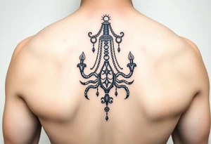 Ornamental chandelier natal scorpio tattoo idea