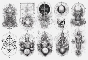 The study of human body and religion combined with emphasis on math and physics tattoo idea