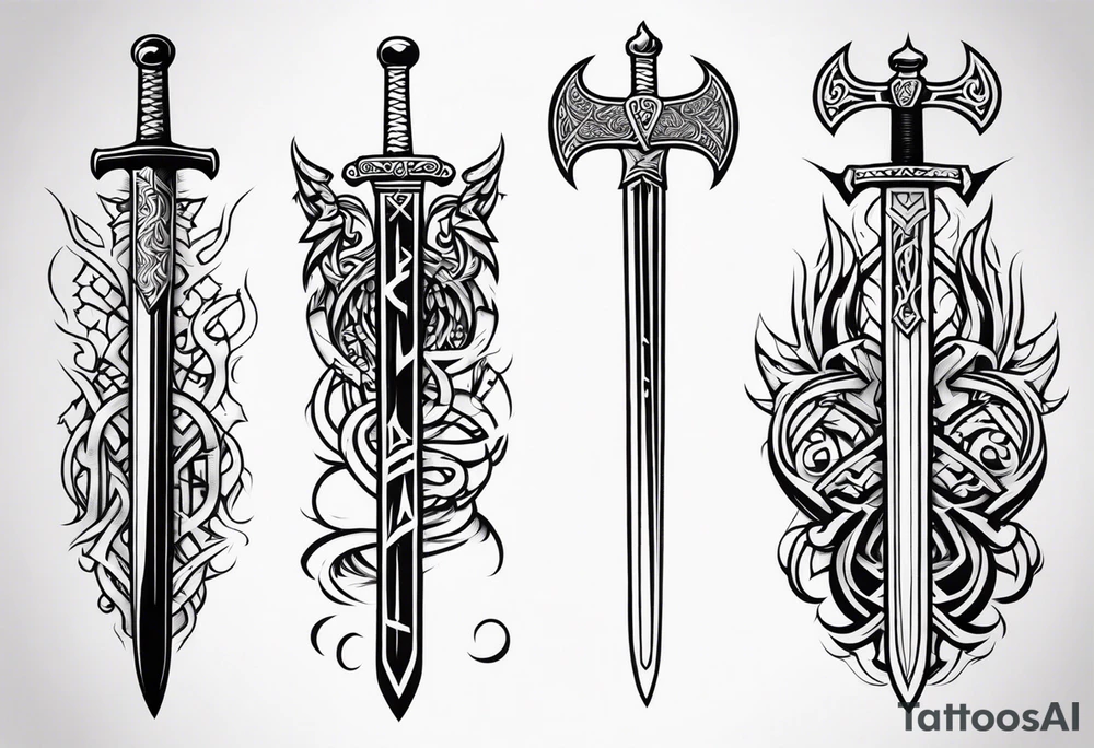 Viking sword Valhalla dragon tattoo idea