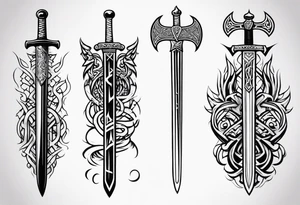 Viking sword Valhalla dragon tattoo idea