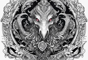 Vertical full sleeve. Lovecraftian creature, protecting a token of love. tattoo idea