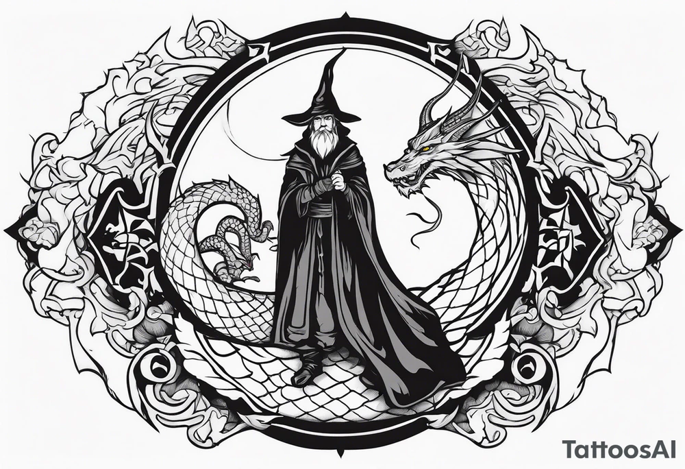 Wizard with dragon tattoo idea
