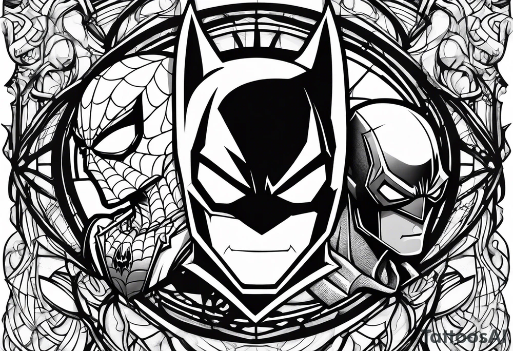 Batman Spider-Man and Danny phantom tattoo idea