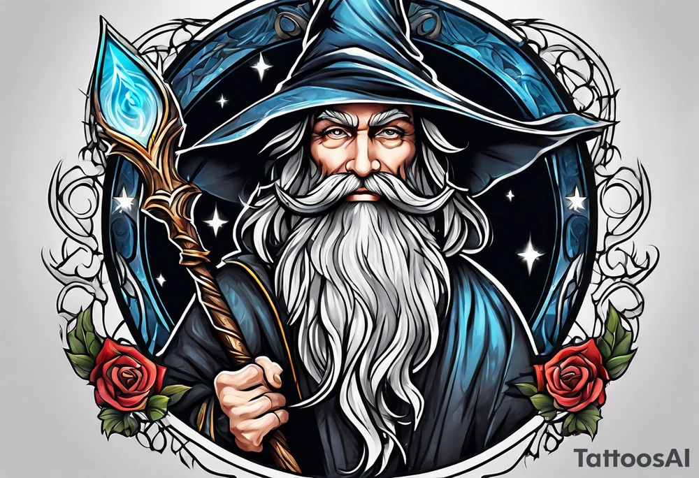 wizard with staff tattoo idea