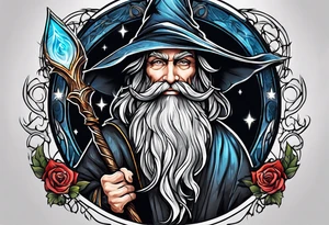 wizard with staff tattoo idea