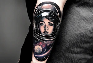 space themed arm sleeve. I want a feeling of being above it all. I like man on the move imagery inspired by kid cudi. In a neo trad arm sleeve tattoo idea