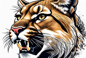 mountain lion growling or roaring tattoo idea