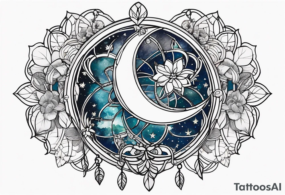 dreamcatcher，Including stars, moon, and Lucky clover tattoo idea