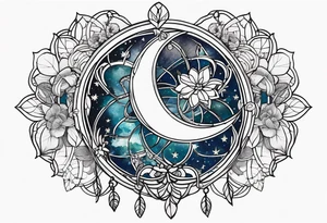 dreamcatcher，Including stars, moon, and Lucky clover tattoo idea