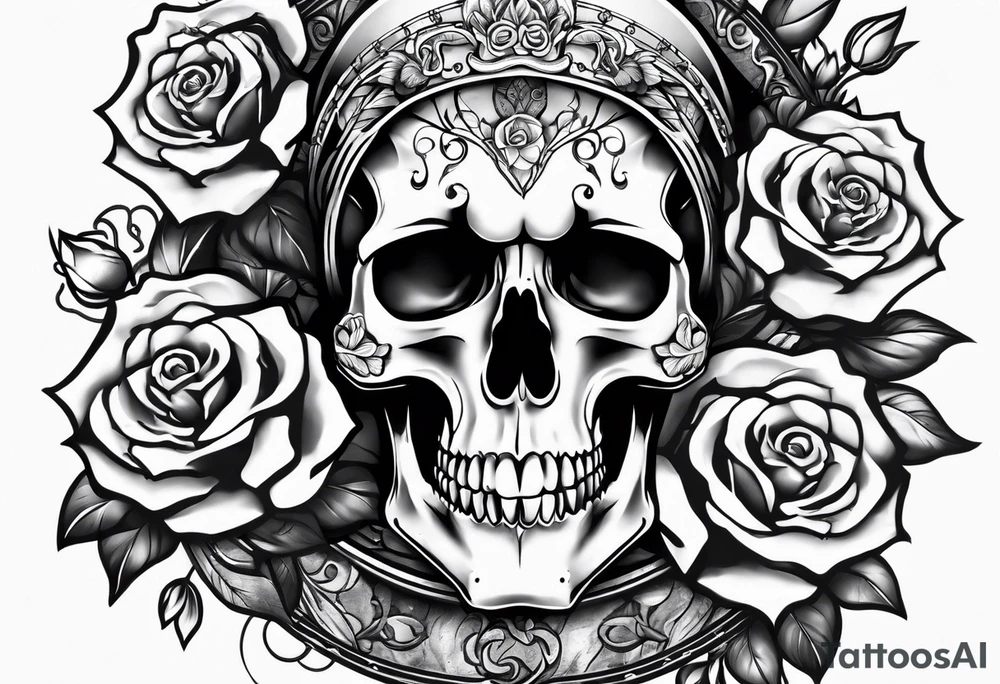 skull and roses tattoo idea