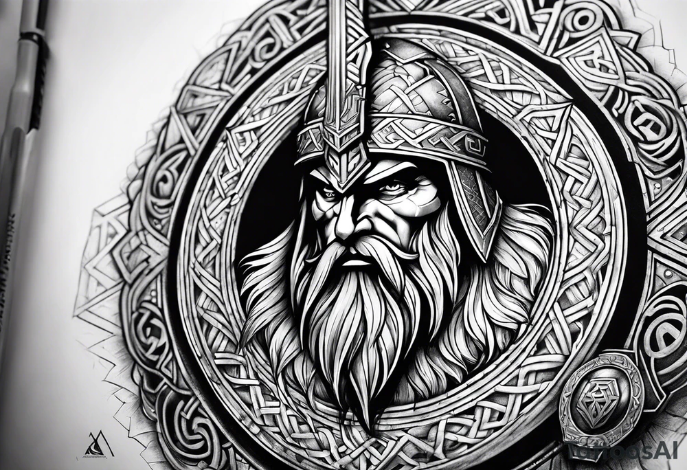 Valhalla shield sword axe Valknut fire armour tattoo idea Valhalla shield sword axe Valknut fire armour tattoo idea