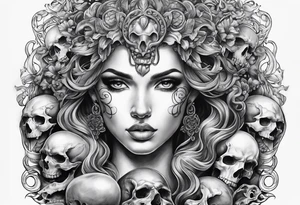 Medusa with skulls sleave tattoo idea
