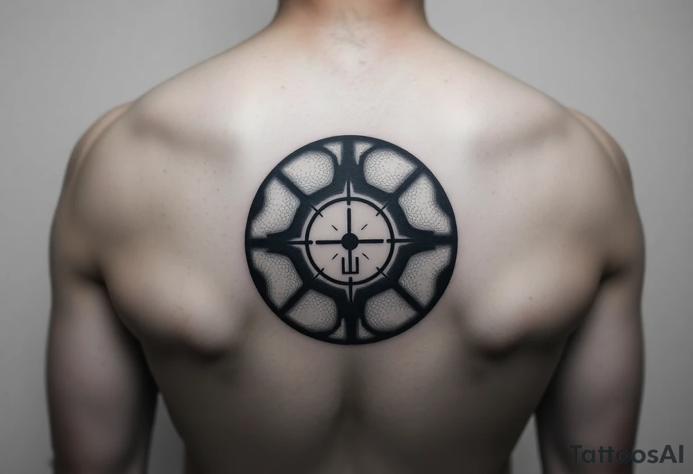 A basketball with a sniper scope reticle 
inside tattoo idea