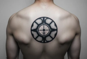 A basketball with a sniper scope reticle 
inside tattoo idea
