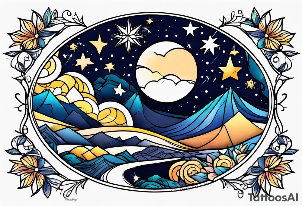 Starry night half sleeve tattoo idea