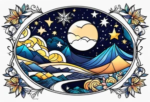 Starry night half sleeve tattoo idea