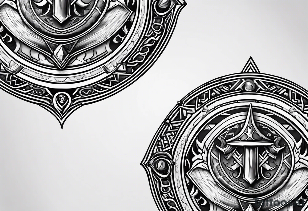 Valhalla shield fire sword tattoo idea