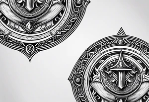 Valhalla shield fire sword tattoo idea