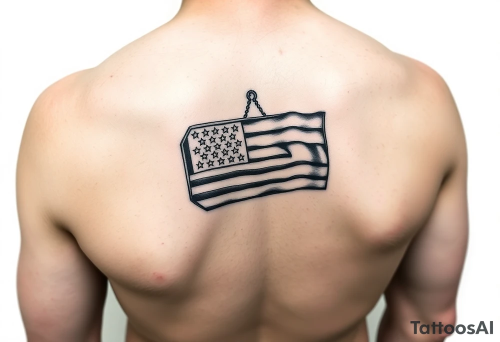Navy Flag on a dog tag tattoo idea
