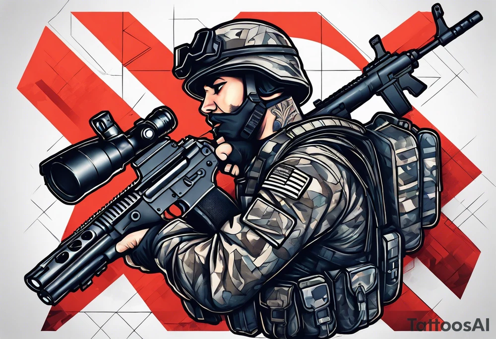 war soldier guns tattoo idea