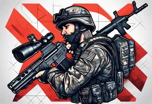 war soldier guns tattoo idea