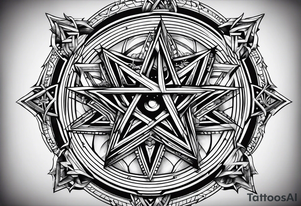 Pentagram geometric tattoo idea