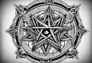 Pentagram geometric tattoo idea
