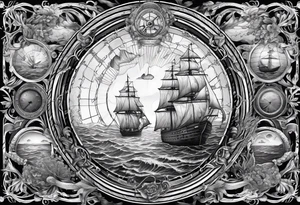 nautical map with oceanography for an arm sleeve tattoo idea