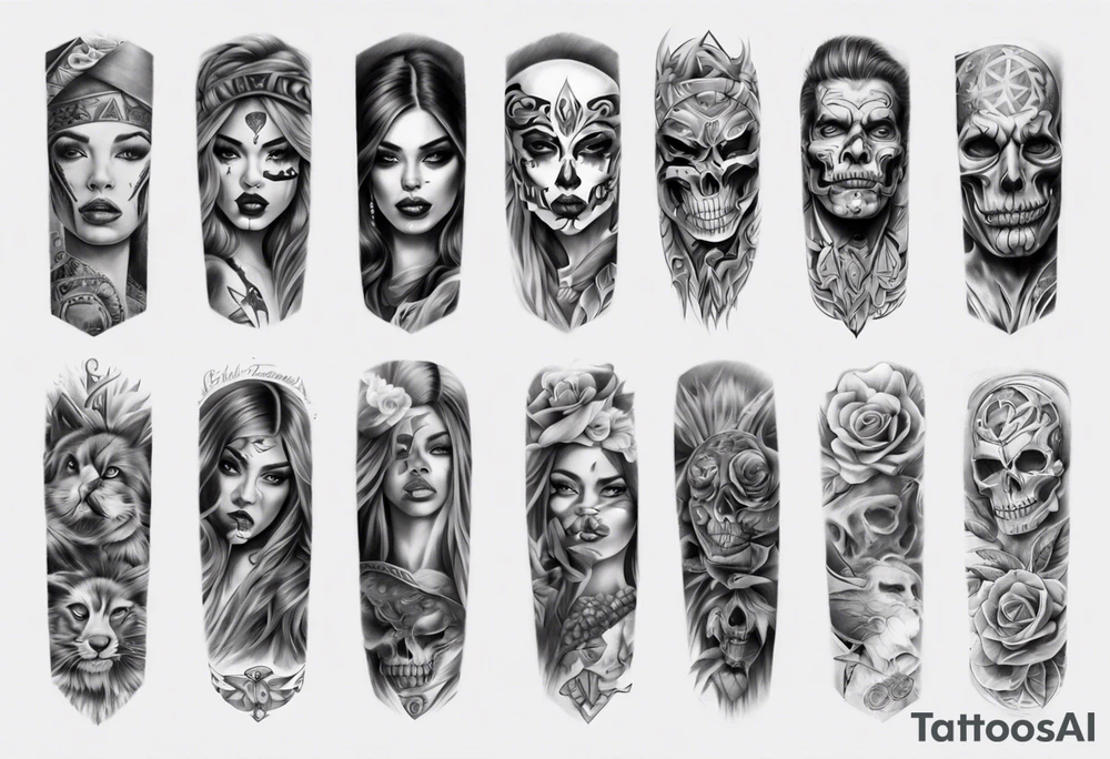 realistic chicano arm sleeve tattoo idea