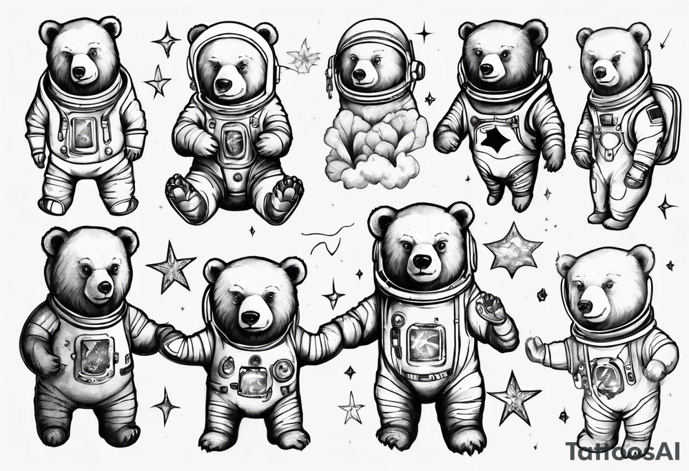bear astronaut Lily galaxy tattoo idea
