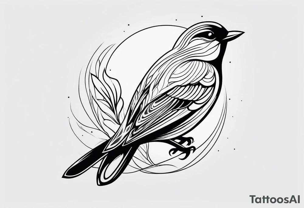small bird minimal lines tattoo idea