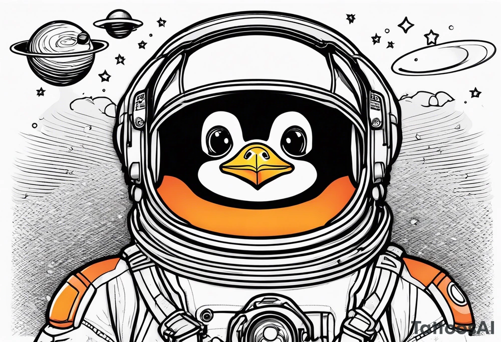 Pinguin astronaut tattoo idea