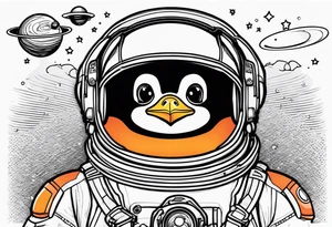 Pinguin astronaut tattoo idea
