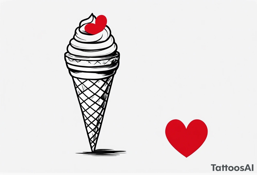 small ice cream cone with small red heart on it somewhere while representing Paris tattoo idea small ice cream cone with small red heart on it somewhere while representing Paris tattoo idea