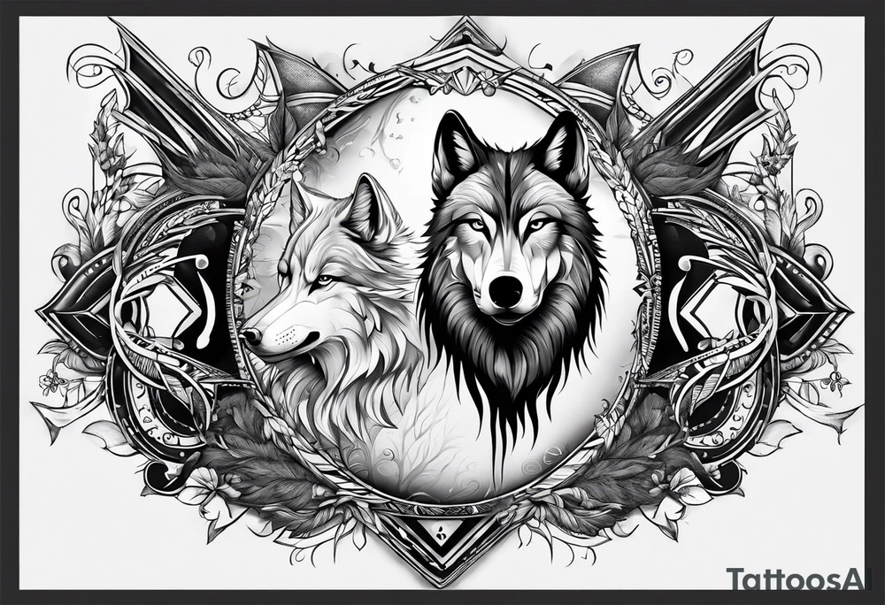 wolf with the letters SP tattoo idea