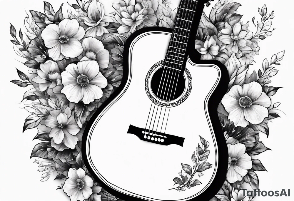 Guitar with flowers growing off the side tattoo idea