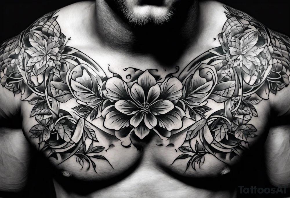 mens chest tattoo with four 4 leaf clovers on the collar bone tattoo idea