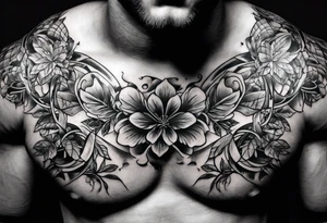 mens chest tattoo with four 4 leaf clovers on the collar bone tattoo idea