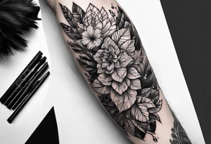 plume and tree tattoo idea