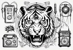 A tiger surrounded by electricity tattoo idea