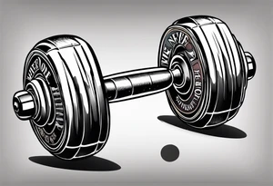 Dumbell with writing text : never enough tattoo idea