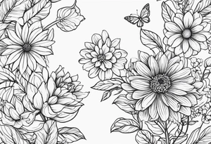 September month flower and April month flower meeting together horizontally simple line work tattoo idea