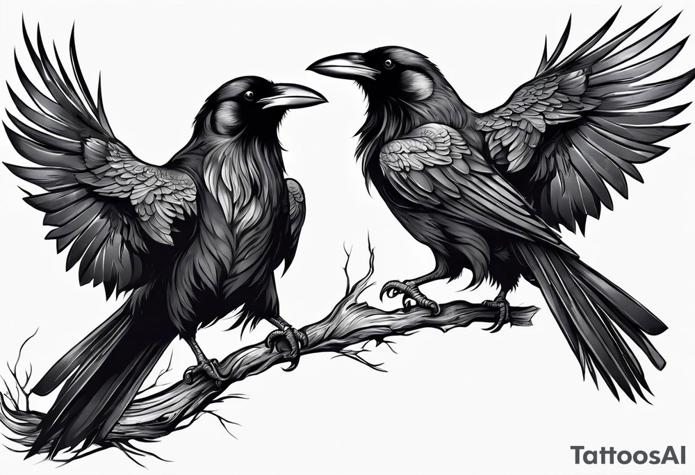 Scary ravens sleeve tattoo idea