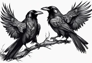Scary ravens sleeve tattoo idea