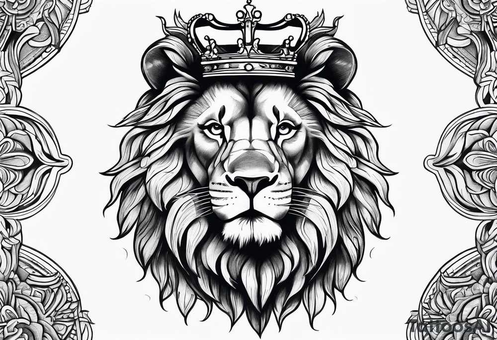 Lion with crown on it tattoo idea