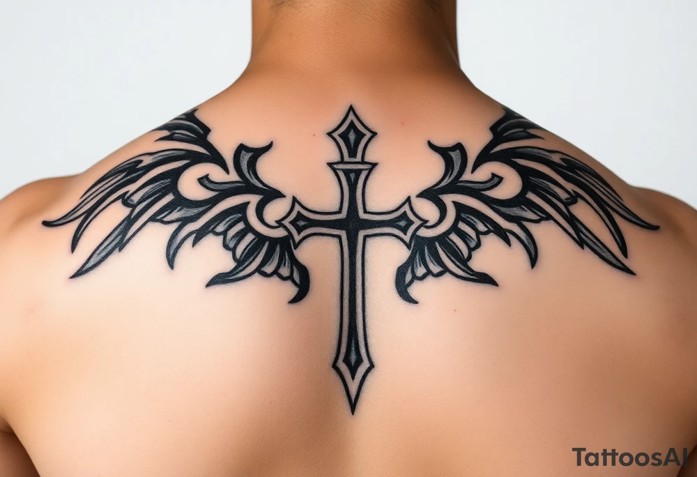 samoan tribal with cross and a clef tattoo idea