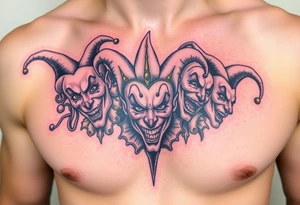 creative collage of jesters with different emotions jester tattoo idea
